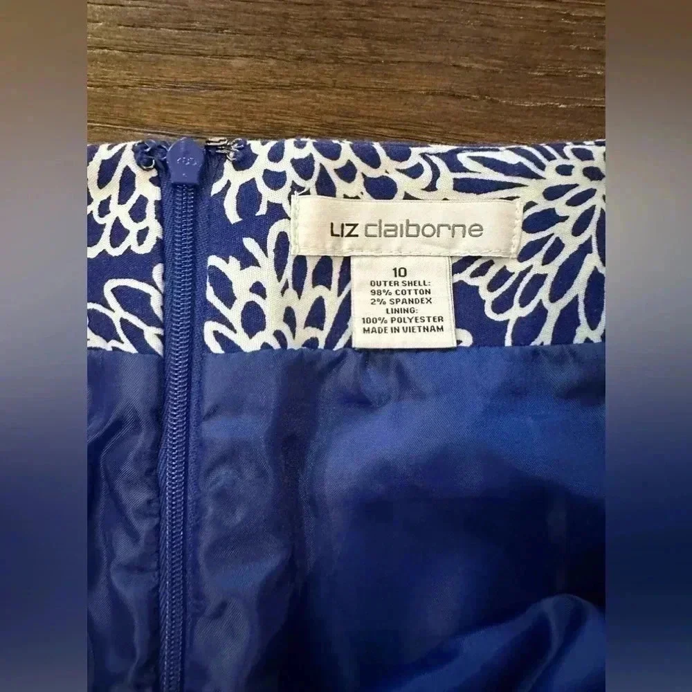Liz Claiborne Floral Blue Pencil Skirt- size 10